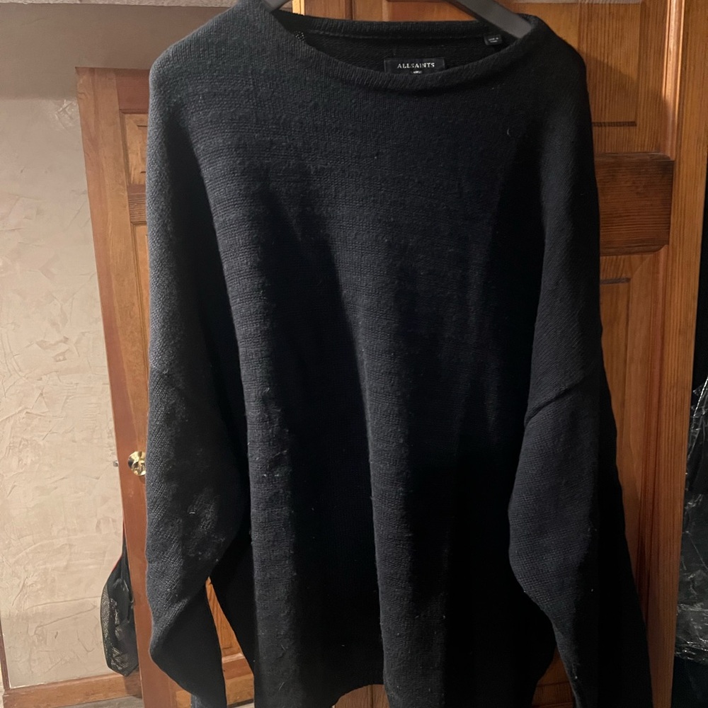 All Saints Charcoal Crewneck Sweater for Men